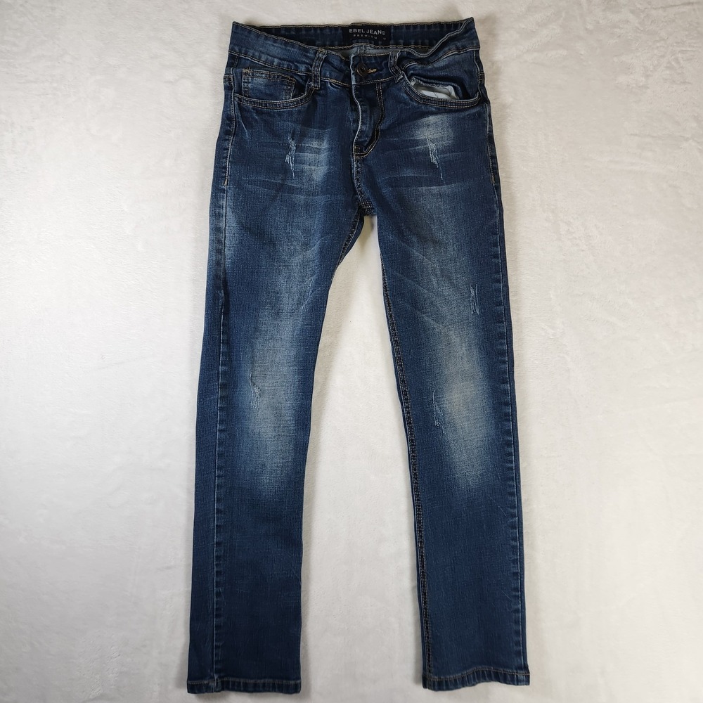 Rebel Jeans Premium Women 12 Blue Distressed Straight Leg Denim Mid Rise‎